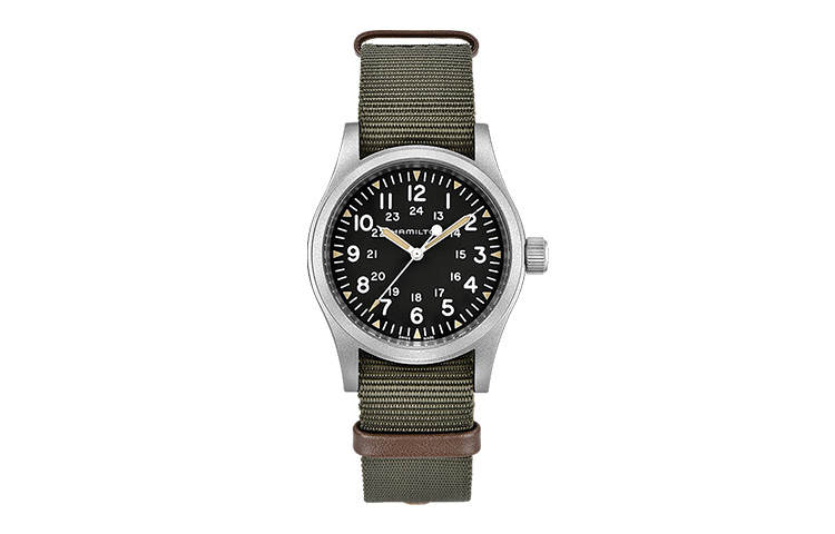 HAMILTON Khaki Field Series Manual Mechanical Movement Men's Watches Watch 38 Black Dial Stainless Steel Case