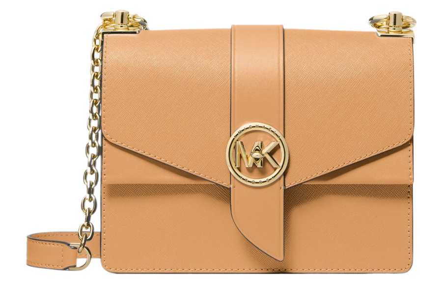 MICHAEL KORS Greenwich Cow Leather Shoulder Bag, Crossbody Bag Small Women's Peanut