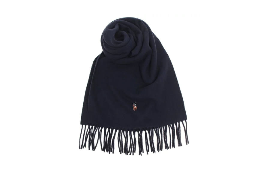 Polo Ralph Lauren Wool Knit Scarves Unisex Dark Blue