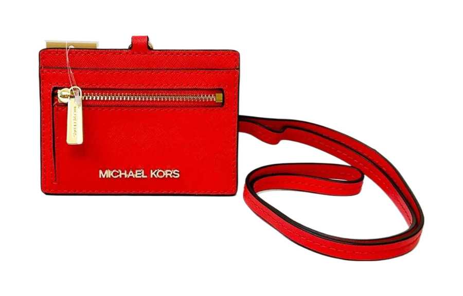 MICHAEL KORS Jet Set Leather Card Holder Women's Red