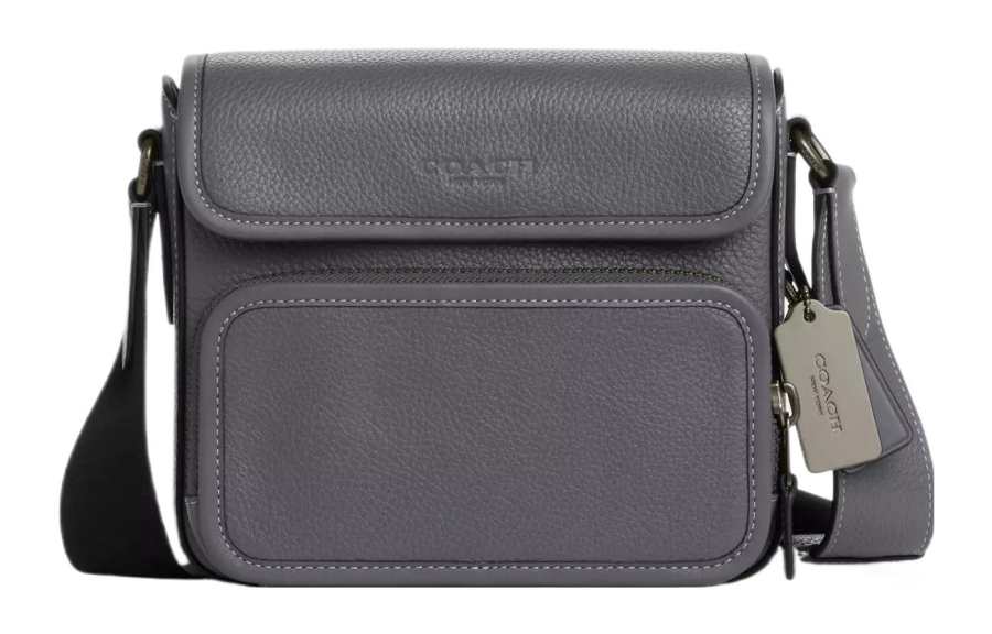 COACH Sullivan Calfskin Messenger Bag Crossbody Bag Small Men's Gray