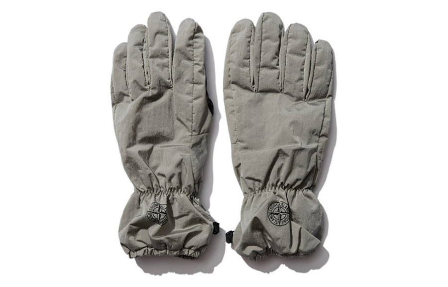 STONE ISLAND Logo Gloves Unisex Gray Green
