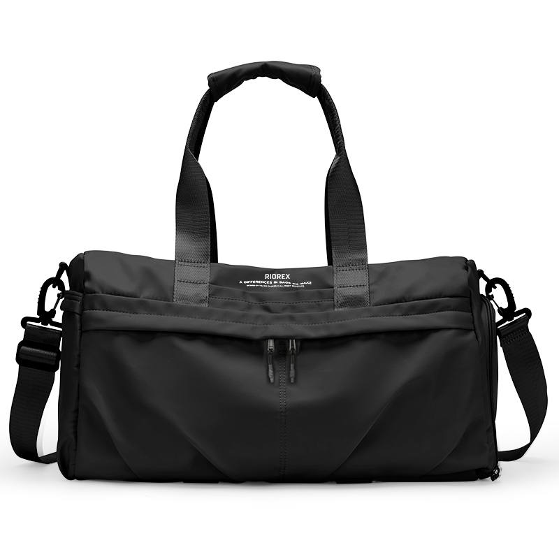 RIOREX Fabric Gym Bag Swim Bag Luggage Bag Storage Bag One Shoulder Travel Bag Large Unisex Black/Gray