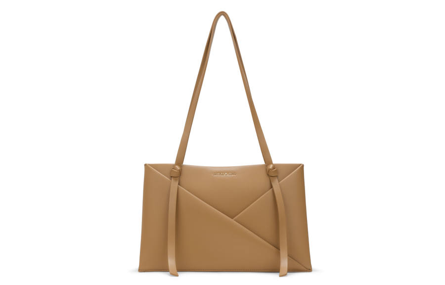 CHARLES&KEITH Pu One Shoulder Bag Medium Women's Noir Black/Tan Tea Brown/Camel