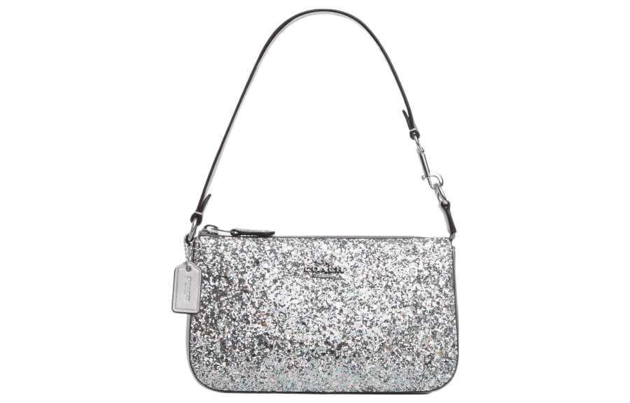 COACH Nolita Calfskin Shoulder Bag, Handbag, Shoulder Bag Small Women's Silver