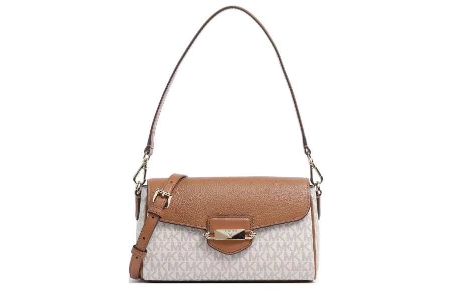 MICHAEL KORS Fleur Cow Leather Shoulder Bag Small Women's Vanilla & Brown