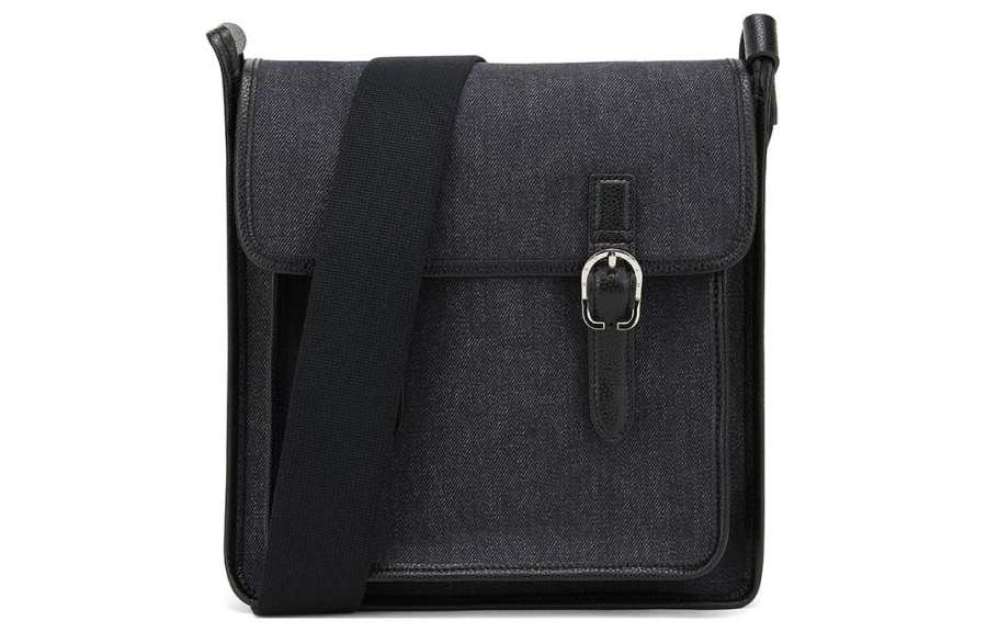 LONGCHAMP Cotton Crossbody Bag, Shoulder Bag Unisex Black