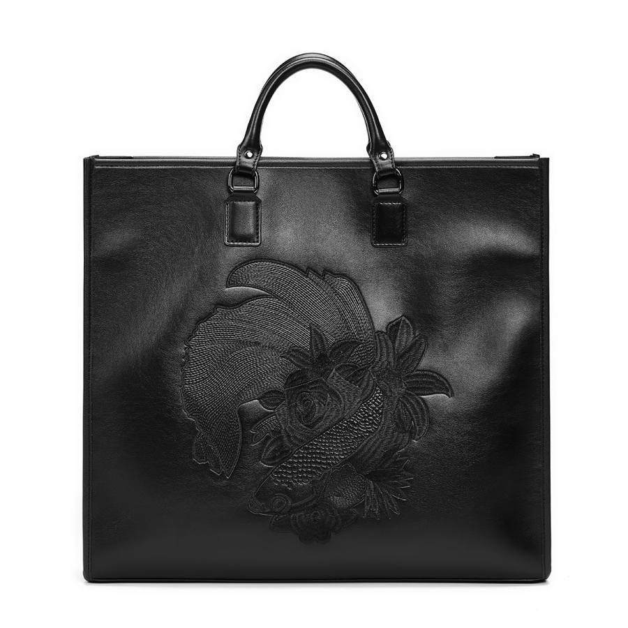 YADAMUI PU Tote Handbag, Shoulder Bag Large Unisex Black