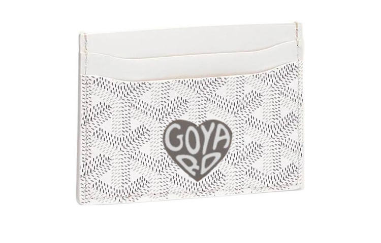 GOYARD Saint Sulpice Canvas With Leather Dog's Teeth Card Holder Card Holder Unisex White & Gray Small Heart