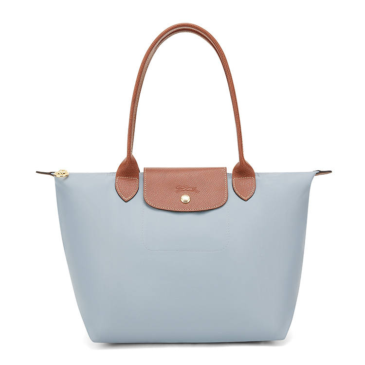 LONGCHAMP Le Pliage Zip Closure Recycled Canvas Tote Bag, Shopping Bag, Handbag, Shoulder Bag Regular Women's Steel