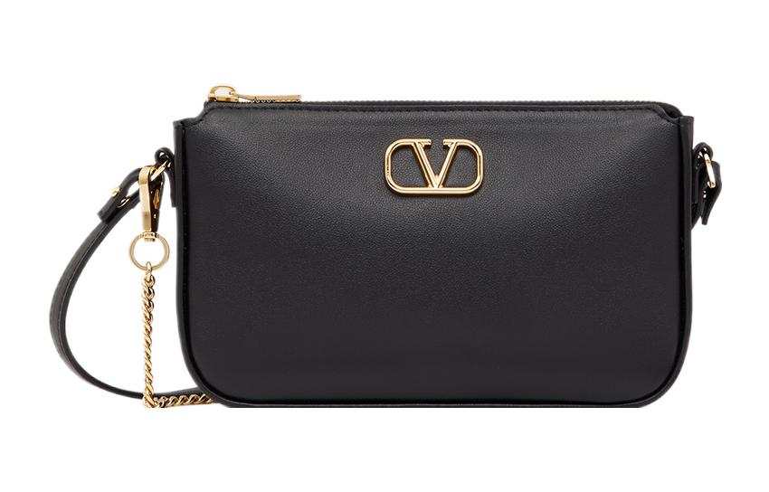 Valentino Vlogo Calfskin Crossbody Bag, Shoulder Bag Women's Black