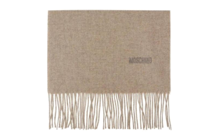 MOSCHINO Embroidery Letter Knit Scarves Men's Camel