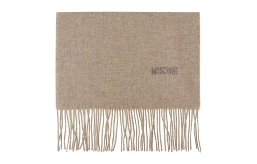 MOSCHINO Embroidery Letter Knit Scarves Men's Camel