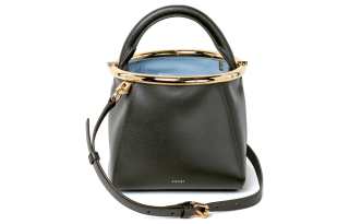 Sacai Calfskin Shoulder Bag, Crossbody Bag, Handbag Small Women's Khaki & Blue