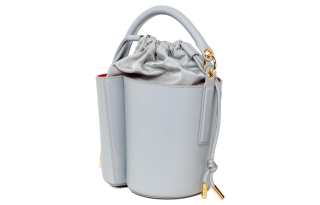 Sacai Calfskin With Nylon Bucket Bag, Shoulder Bag, Crossbody Bag, Handbag Women's Gray