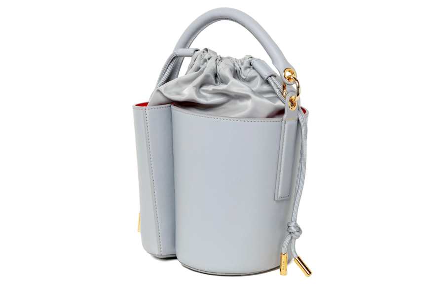 Sacai Calfskin With Nylon Bucket Bag, Shoulder Bag, Crossbody Bag, Handbag Women's Gray