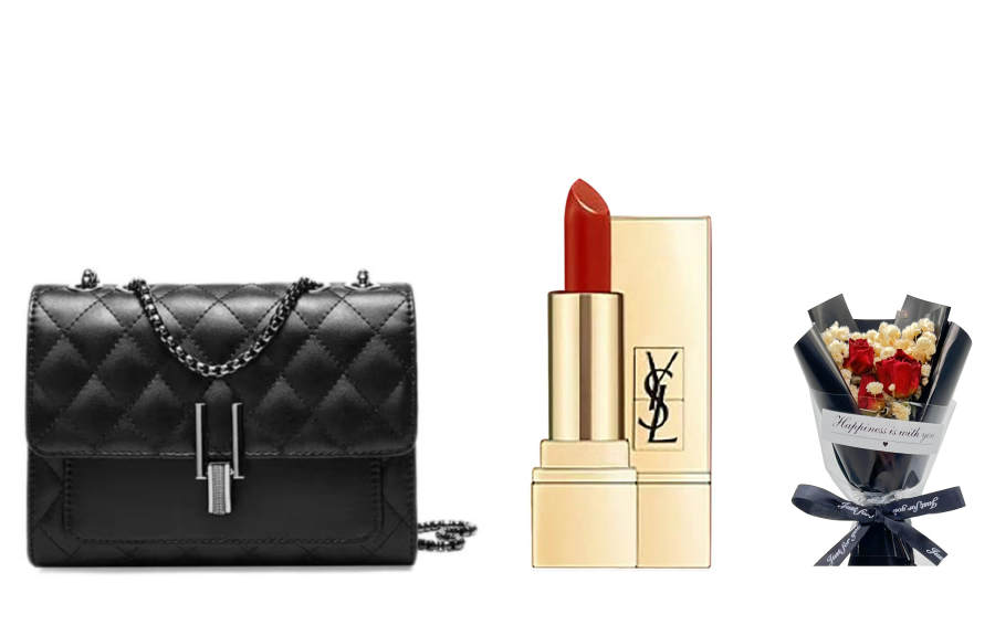 SAINT LAURENT Square Pipe Sample Sets Easy to Blend Complexion Lipstick+Baby's Breath+Makeup Bag