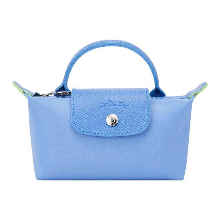 LONGCHAMP Le Pliage Green Recycled Polyamide Canvas With Leather Dumpling Bag Handbag Women's Cornflower