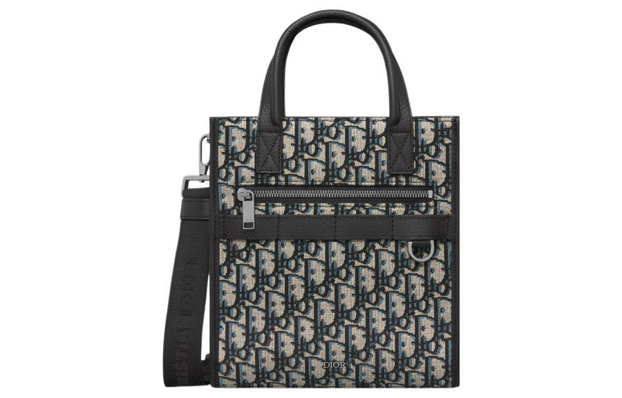 DIOR Oblique Printed Fabric Tote Bag, Shopping Bag, Handbag, Shoulder Bag, Crossbody Bag Regular Men's Beige & Black