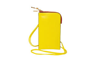 Sacai Calfskin One Shoulder Crossbody Cell Phone Pouch Women's Yellow & Camel
