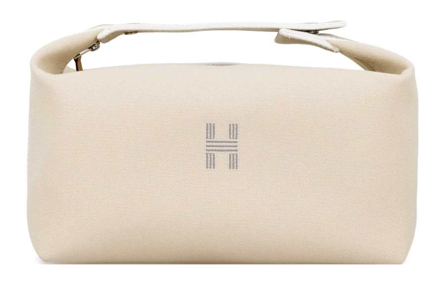 HERMES Bride a Brac Cotton Storage Bag, Toiletry Bag Large Women's Ecru