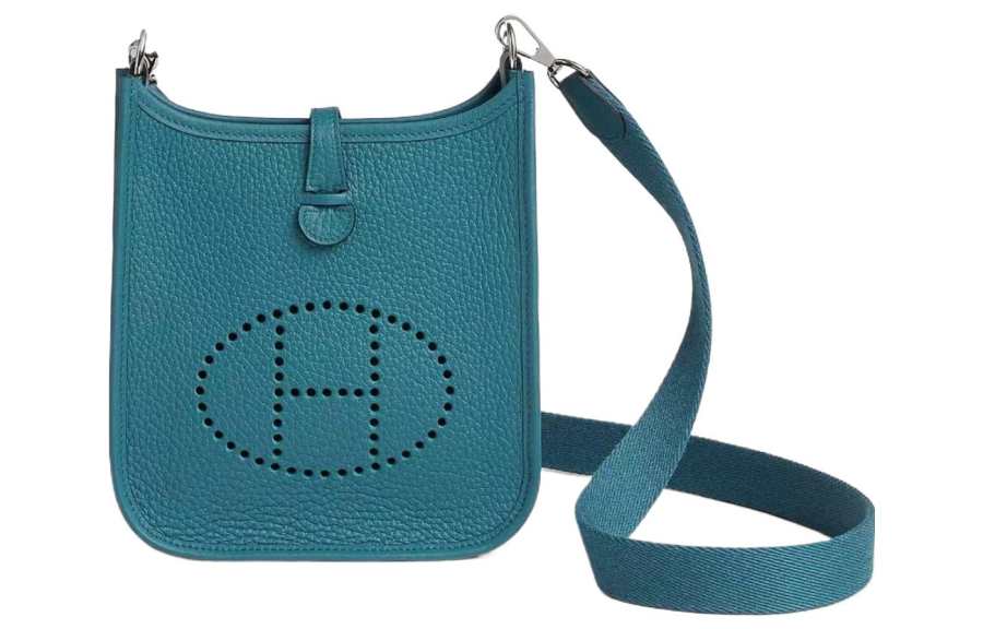 HERMES HERMES Evelyne Clemence Bullock Leather Crossbody Bag, Shoulder Bag 16 Women's D2 NEW BLEU JEAN New Denim Blue