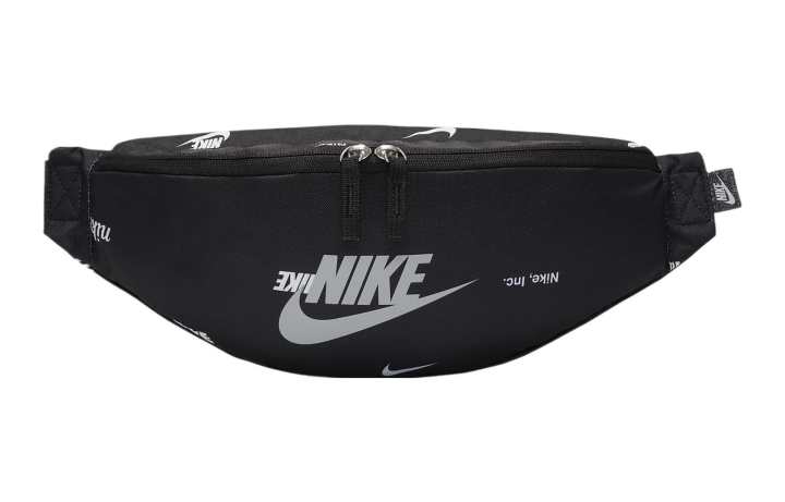 Nike Nike Polyester One Shoulder Crossbody Fanny Pack Unisex Black & White & Light Smoke Gray