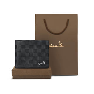 AUGTARLION Cow Leather Multiple Card Slots, Coin Purse, Wallet Men's Black Premium Box