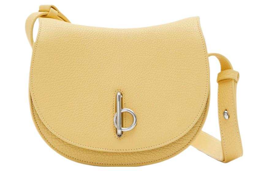Burberry Calfskin Saddle Bag, Shoulder Bag, Handbag, Shoulder Bag Women's Yellow Narcissus