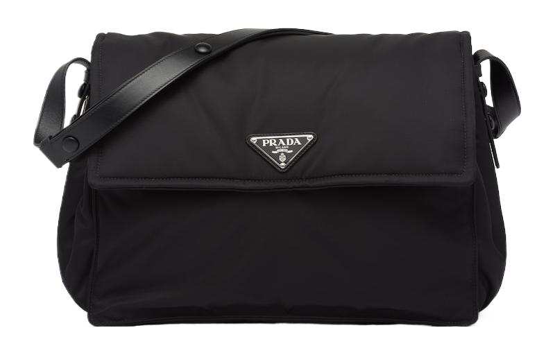 PRADA Re Nylon Re Nylon Recycled Nylon With Leather Messenger Bag, Shoulder Bag, Crossbody Bag Women's Black