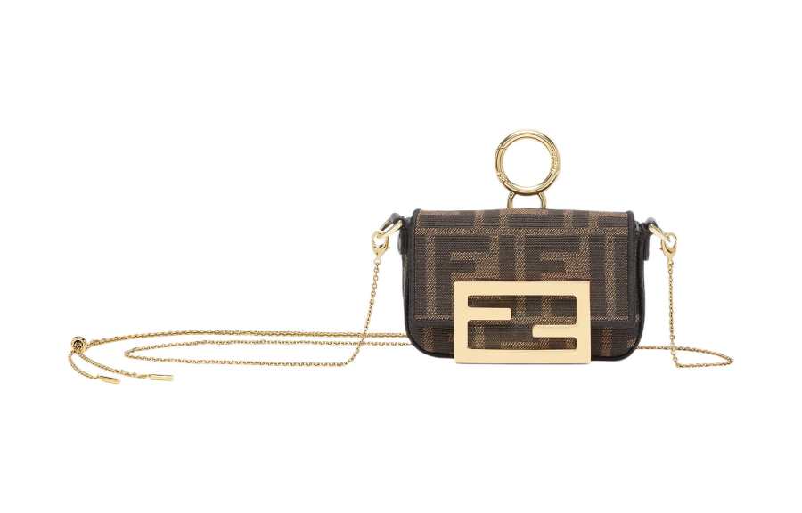 FENDI Baguette Polyester Pendant Bag Accessories Extra Mini Women's Brown