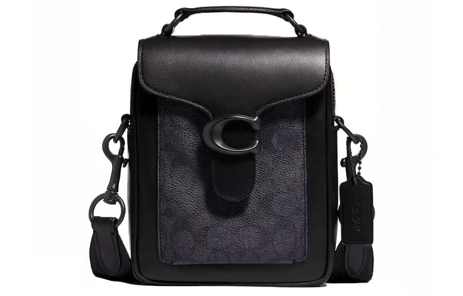COACH Tabby Coated Canvas With Refined Calfskin Shoulder Bag, Crossbody Bag, Handbag Small Men's Black