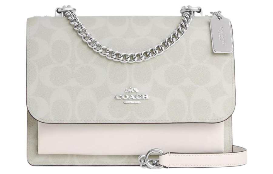 COACH Klare Canvas With Leather Shoulder Bag, Crossbody Bag Small Women's Glacier White