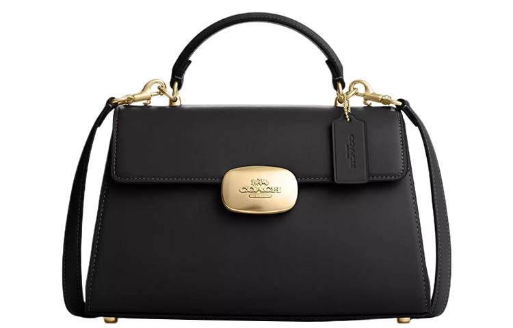 COACH Eliza Refined Calfskin Shoulder Bag, Crossbody Bag, Handbag Large Women's Black