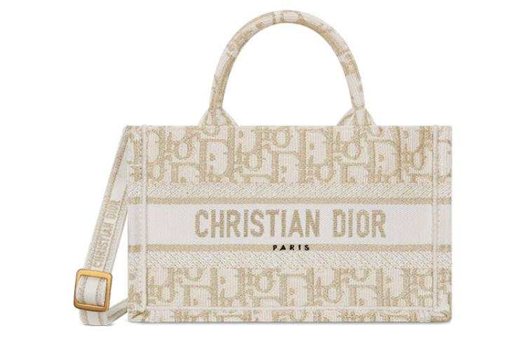 DIOR BookTote Oblique Print Handbag Mini Women's Beige