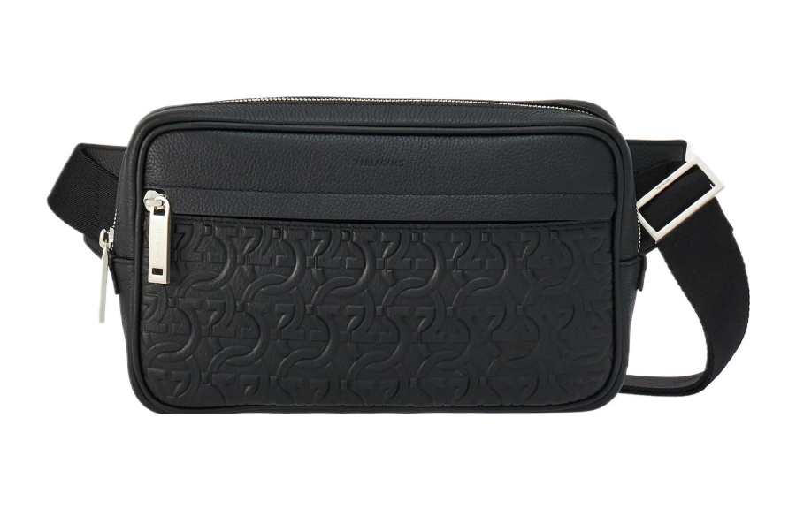 FERRAGAMO Hammered Calfskin Fanny Pack Regular Men's Black