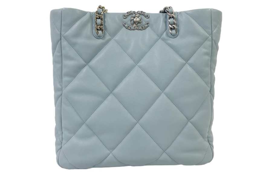 CHANEL Lambskin Tote Bag, Shopping Bag, Shoulder Bag Women's Blue