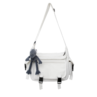ALNI BITTON Canvas Bag, Crossbody Bag Men's White/Black