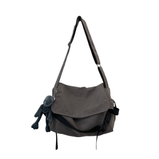 ALNI BITTON Canvas Messenger Bag, Canvas Bag, Crossbody Bag Regular Men's Black/Gray