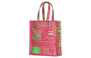 Apm Monaco Canvas Tote Bag, Shopping Bag, Canvas Bag, Handbag Regular Women's Pink & Green