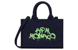 Apm Monaco Canvas Tote Bag, Shopping Bag, Canvas Bag, Handbag Mini Women's Blue Spell Neon Green