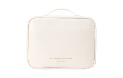 LEHUOLVXING PU Material Waterproof Abrasion Resistant Wet/Dry Separation Makeup Bag Regular Unisex White/Pink
