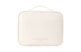 LEHUOLVXING PU Material Waterproof Abrasion Resistant Wet/Dry Separation Makeup Bag Regular Unisex White/Pink