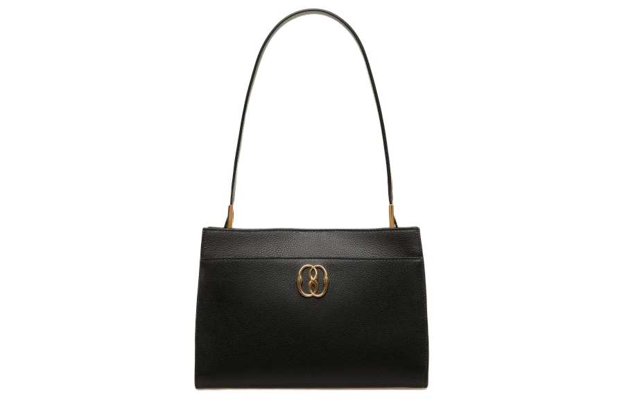 BALLY Emblem Grain Leather Handbag, Shoulder Bag Women's Black