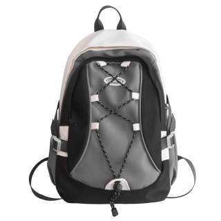 GEERDUN Nylon Backpack Regular Unisex Black Gray/White Gray/White Brown