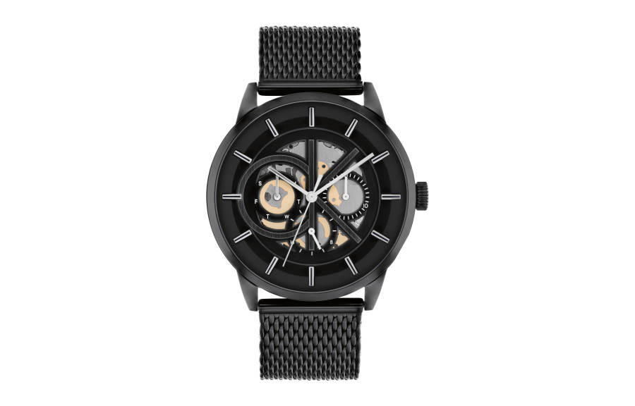 CALVIN KLEIN Brave Heart Collection Wrist Watches Quartz Movement Stainless Steel Watchband 43mm Black Dial