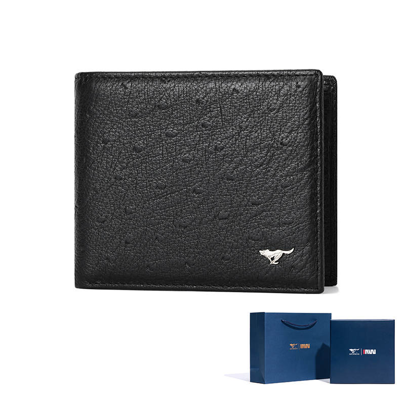 SEPTWOLVES Flap Closure Cow Leather Wallet, Card Holder Unisex Black