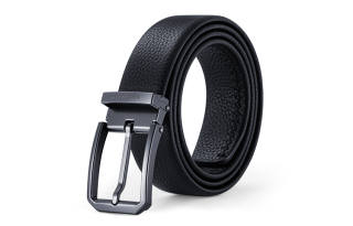 HLA Cow Leather Zinc Alloy Leather Belts Men's Black Width 3.4cm