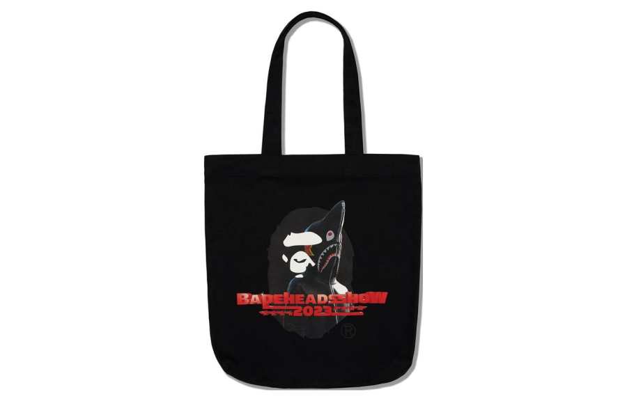A BATHING APE Bape Cotton Tote Bag, Shopping Bag, Shoulder Bag, Handbag Regular Unisex Black