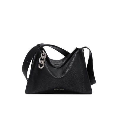 Simedin Cow Leather Shoulder Bag, Crossbody Bag Regular Women's Ecru/Deep Black/Coffee